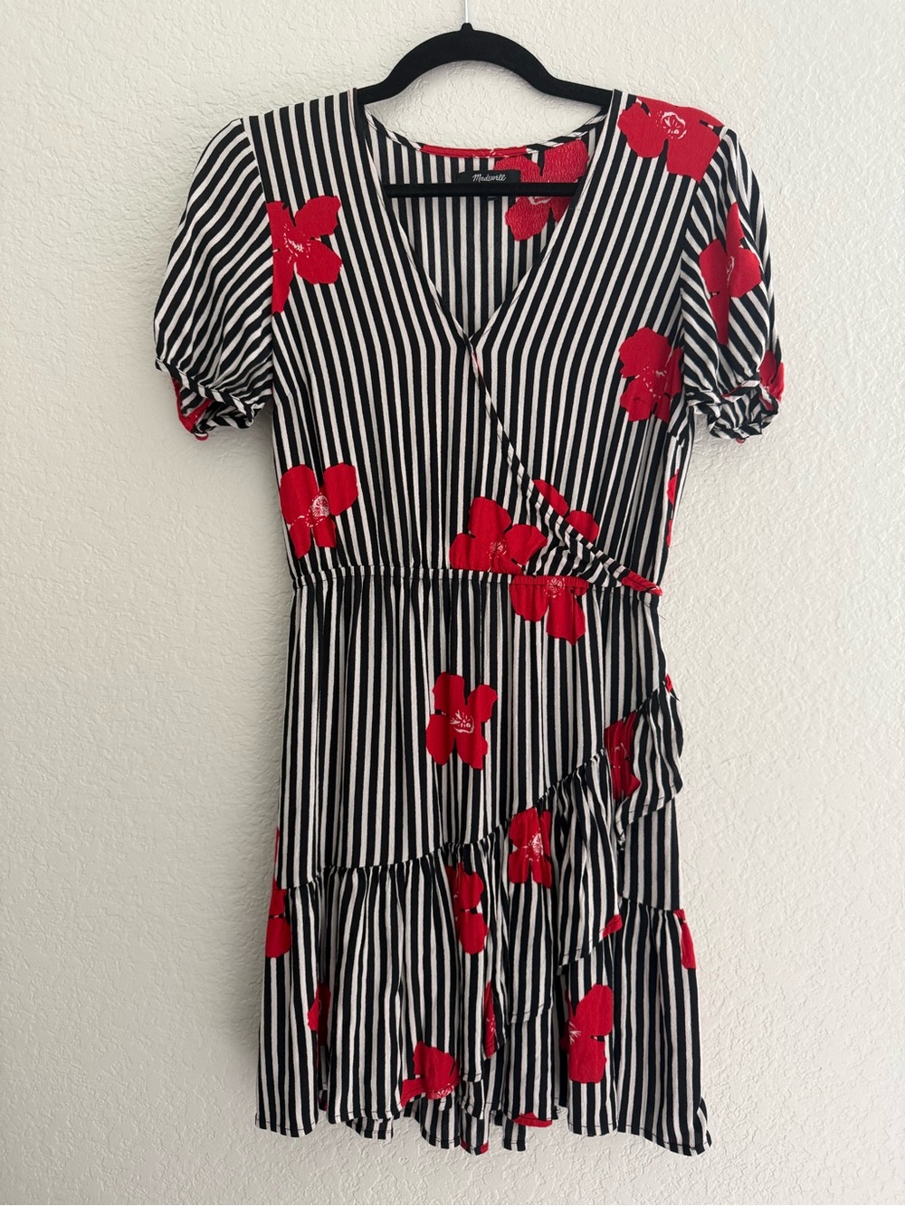 Madewell Floral Stripe Wrap Dress